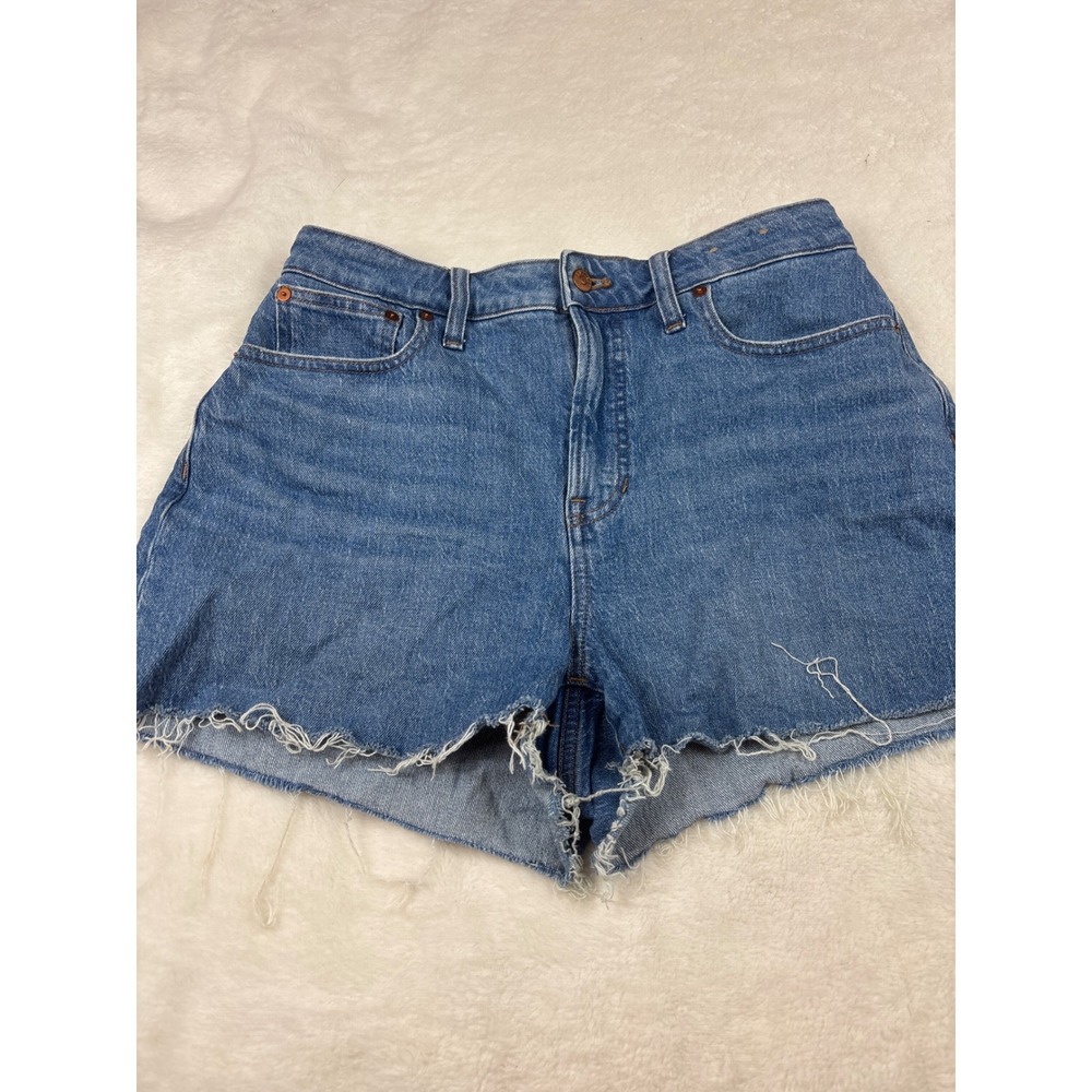 Madewell The Curvy Perfect Jean Short Medium Wash Raw Hem Denim Size 29